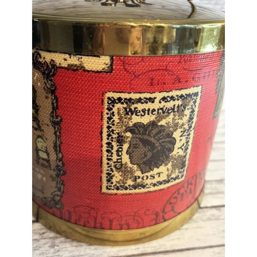 Vintage Serv-Master Creations Ice Bucket Gold Brass Tone Barware MCM Mid Century